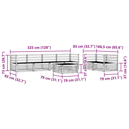 Utomhussoffset 7 pcs Naturfärg Massivt Akaciaträ