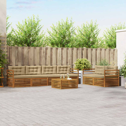 Utomhussoffset med kudde 7 pcs Naturlig och Beige
