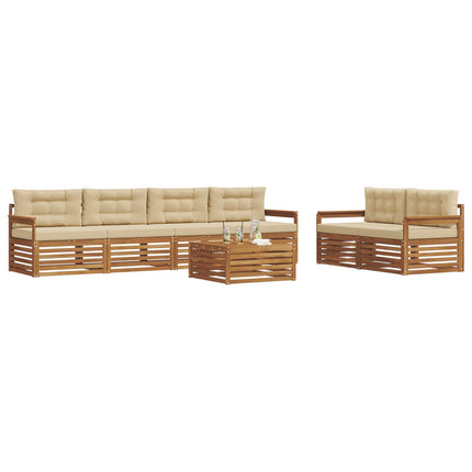 Utomhussoffset med kudde 7 pcs Naturlig och Beige