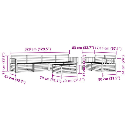 Utomhussoffset 7 pcs Naturfärg Massivt Akaciaträ