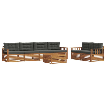 Utomhussoffset med kudde 7 pcs Naturlig och Antracit