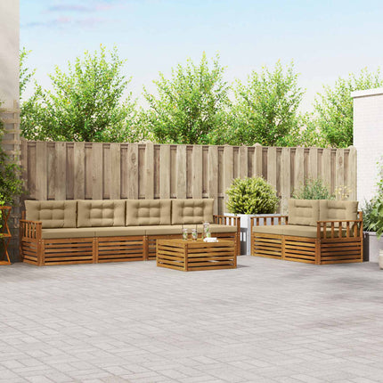 Utomhussoffset med kudde 7 pcs Naturlig och Beige