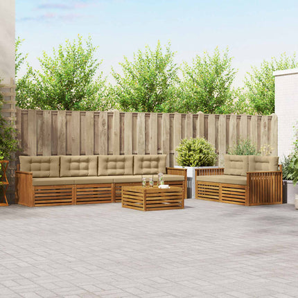 Utomhussoffset med kudde 7 pcs Naturlig och Beige