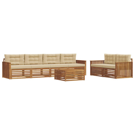 Utomhussoffset med kudde 7 pcs Naturlig och Beige