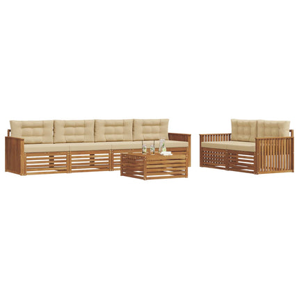 Utomhussoffset med kudde 7 pcs Naturlig och Beige
