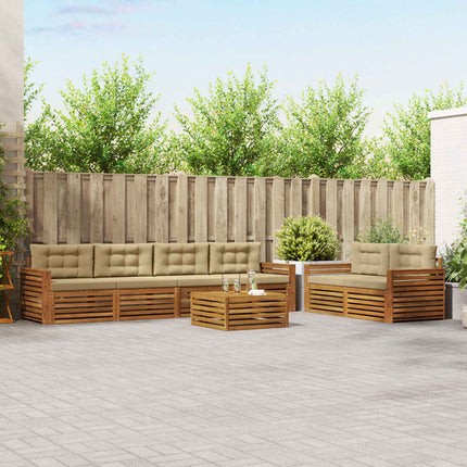 Utomhussoffset med kudde 7 pcs Naturlig och Beige