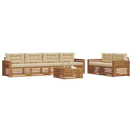 Utomhussoffset med kudde 7 pcs Naturlig och Beige