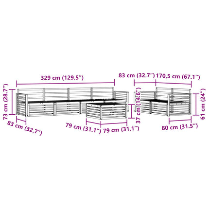 Utomhussoffset 7 pcs Naturfärg Massivt Akaciaträ