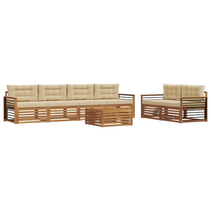 Utomhussoffset med kudde 7 pcs Naturlig och Beige