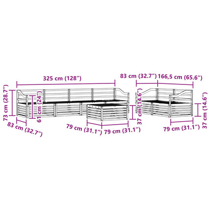 Utomhussoffset 7 pcs Naturfärg Massivt Akaciaträ