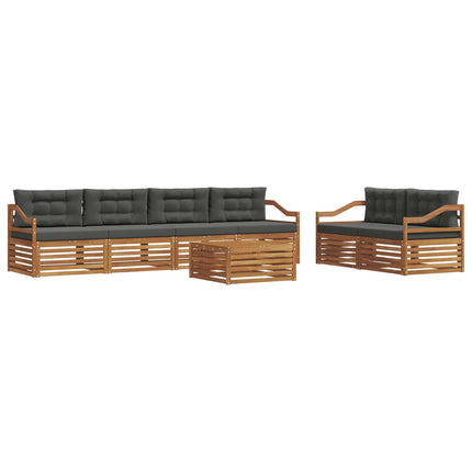 Utomhussoffset med kudde 7 pcs Naturlig och Antracit