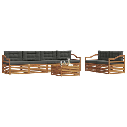 Utomhussoffset med kudde 7 pcs Naturlig och Antracit