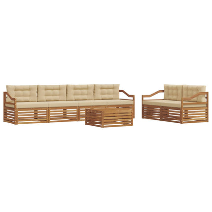 Utomhussoffset med kudde 7 pcs Naturlig och Beige
