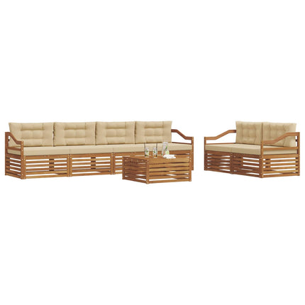 Utomhussoffset med kudde 7 pcs Naturlig och Beige