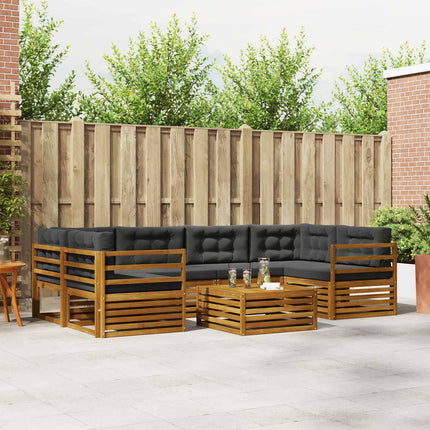 Utomhussoffset med kudde 7 pcs Naturlig och Antracit