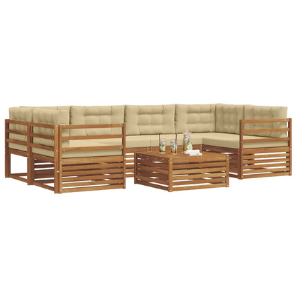 Utomhussoffset med kudde 7 pcs Naturlig och Beige