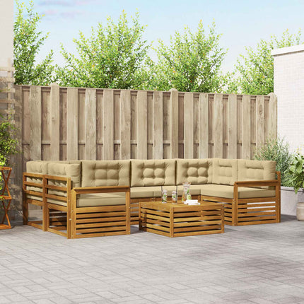 Utomhussoffset 7 pcs Naturlig och Beige