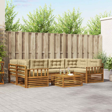 Utomhussoffset med kudde 7 pcs Naturlig och Beige