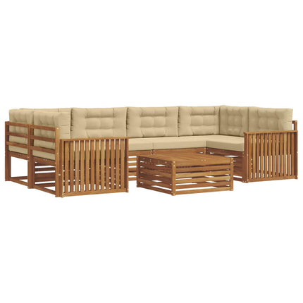 Utomhussoffset med kudde 7 pcs Naturlig och Beige