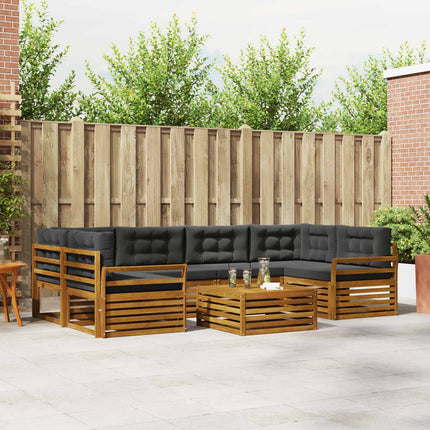 Utomhussoffset med kudde 7 pcs Naturlig och Antracit