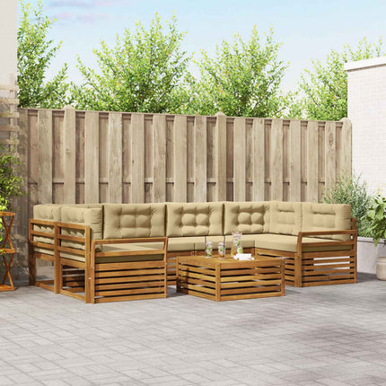 Utomhussoffset med kudde 7 pcs Naturlig och Beige