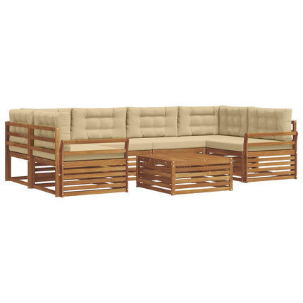Utomhussoffset med kudde 7 pcs Naturlig och Beige