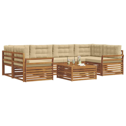 Utomhussoffset med kudde 7 pcs Naturlig och Beige