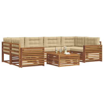 Utomhussoffset med kudde 7 pcs Naturlig och Beige