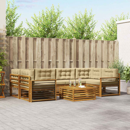 Utomhussoffset med kudde 7 pcs Naturlig och Beige
