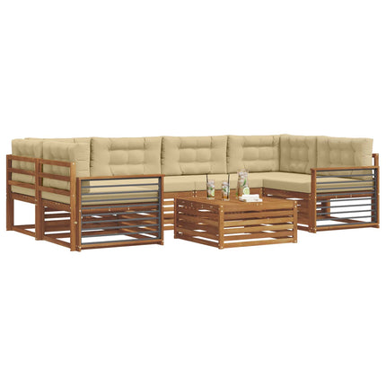 Utomhussoffset med kudde 7 pcs Naturlig och Beige