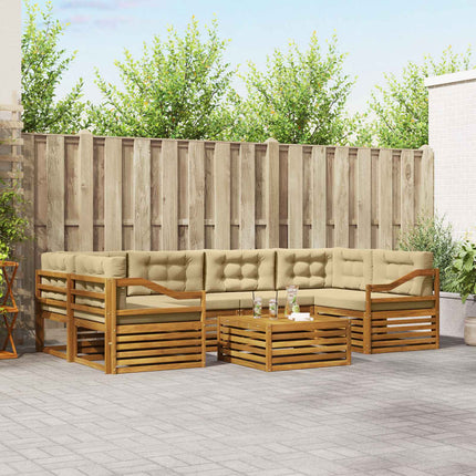Utomhussoffset med kudde 7 pcs Naturlig och Beige