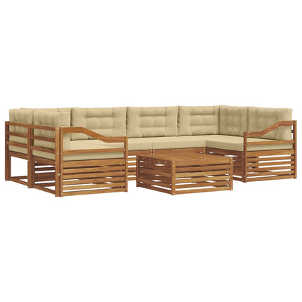 Utomhussoffset med kudde 7 pcs Naturlig och Beige