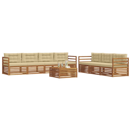 Utomhussoffset med kudde 8 pcs Naturlig och Beige