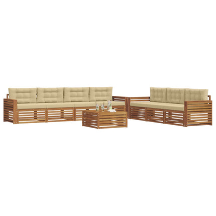 Utomhussoffset med kudde 8 pcs Naturlig och Beige