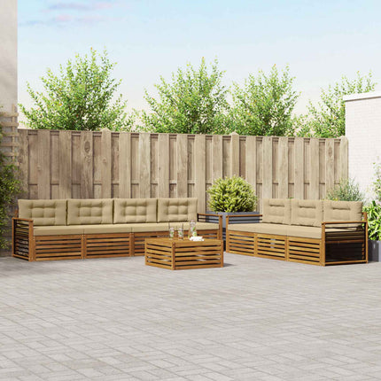 Utomhussoffset med kudde 8 pcs Naturlig och Beige