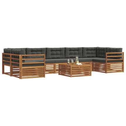 Utomhussoffset med kudde 8 pcs Naturlig och Antracit