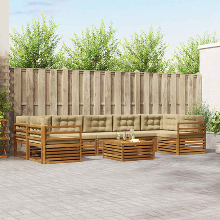Utomhussoffset med kudde 8 pcs Naturlig och Beige