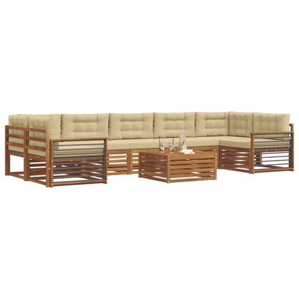 Utomhussoffset med kudde 8 pcs Naturlig och Beige