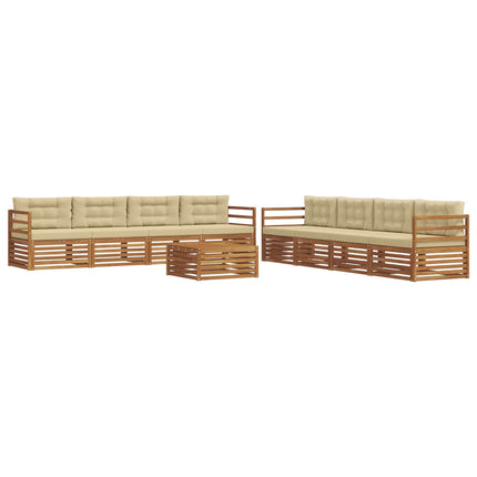 Utomhussoffset med kudde 9 pcs Naturlig och Beige