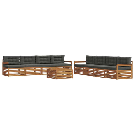 Utomhussoffset med kudde 9 pcs Naturlig och Antracit