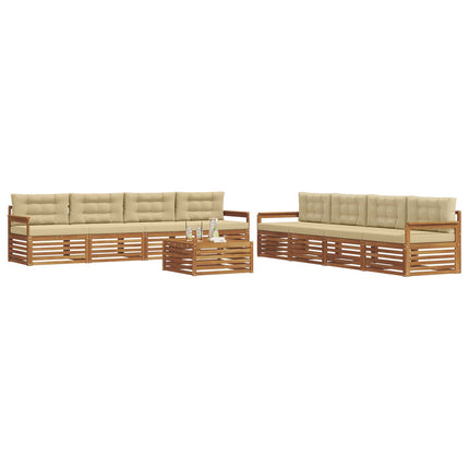 Utomhussoffset med kudde 9 pcs Naturlig och Beige