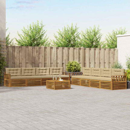 Utomhussoffset med kudde 9 pcs Naturlig och Beige