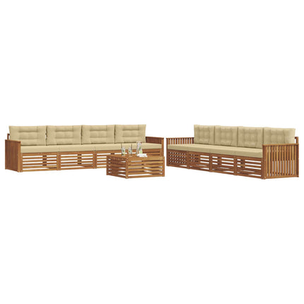 Utomhussoffset med kudde 9 pcs Naturlig och Beige