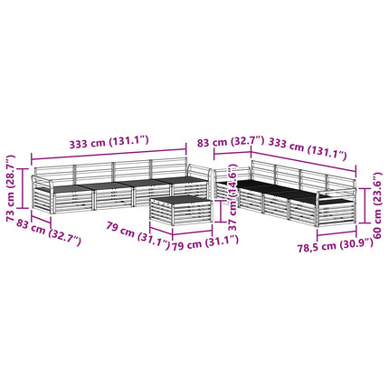 Utomhussoffset 9 pcs Naturfärg Massivt Akaciaträ
