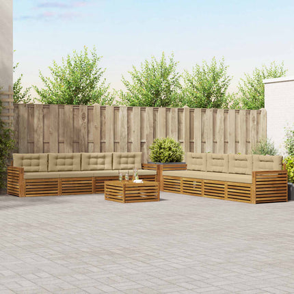 Utomhussoffset med kudde 9 pcs Naturlig och Beige