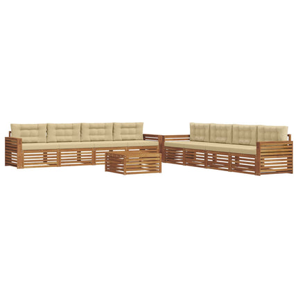 Utomhussoffset med kudde 9 pcs Naturlig och Beige