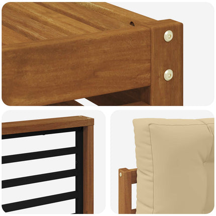 Utomhussoffset med kudde 9 pcs Naturlig och Beige