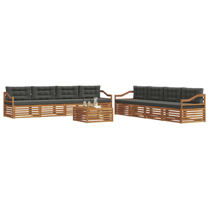 Utomhussoffset med kudde 9 pcs Naturlig och Antracit
