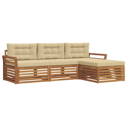 Utomhussoffset med kudde Naturlig och Beige 254 x 162,5 x 73 cm