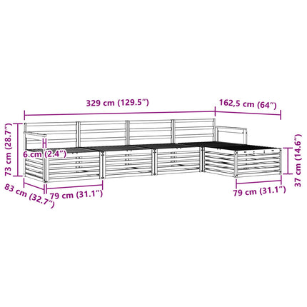 Utomhussoffset 5 pcs Naturfärg